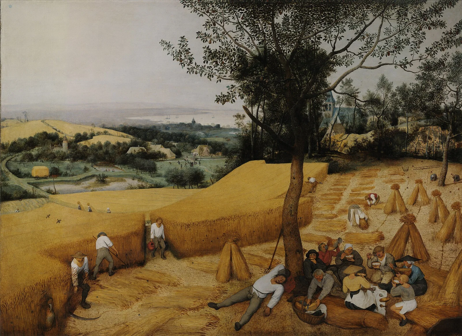 The Harvesters by Pieter Bruegel the Elder, 1565 &mdash; summer harvest scene from the seasonal cycle