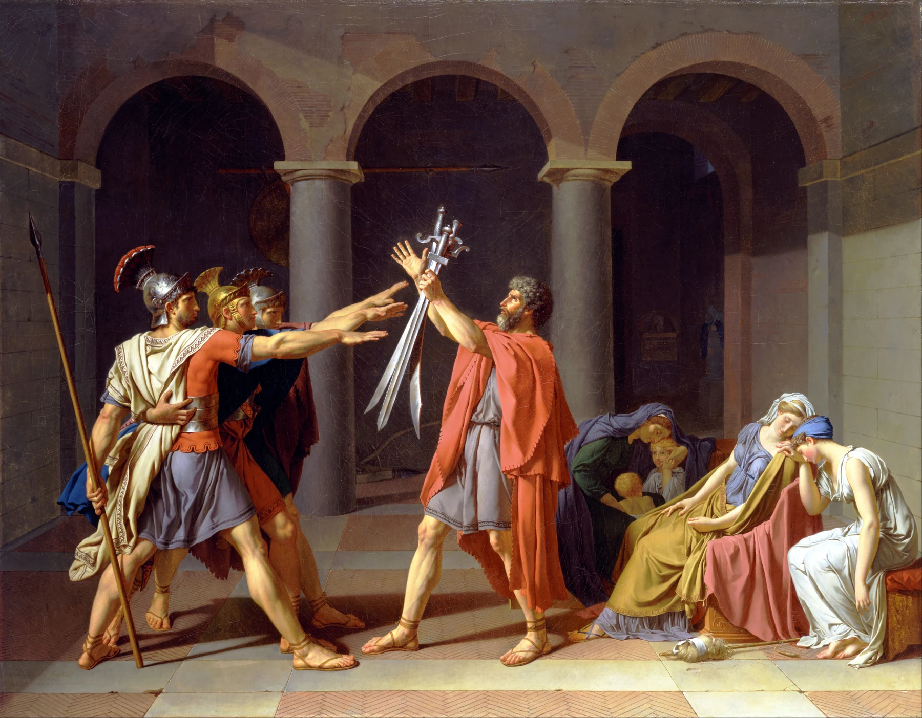 Jacques-Louis David, Oath of the Horatii (1784) — three brothers swearing an oath of civic duty